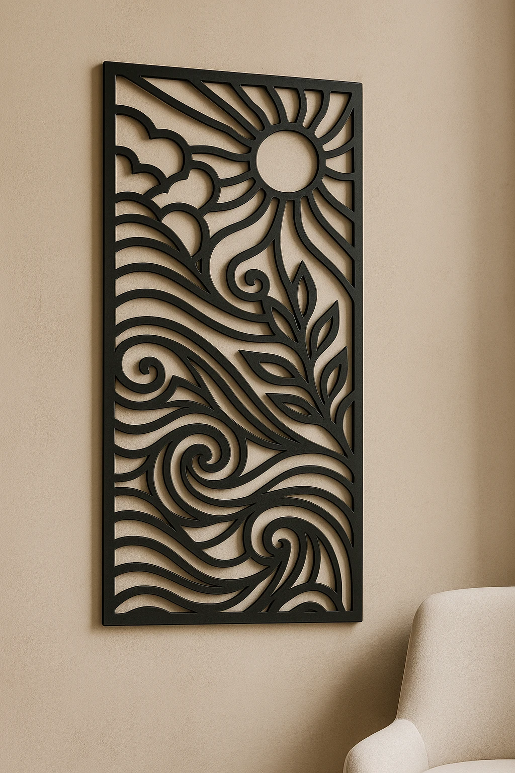 Abstract Privacy Screen 22 — Fiber Laser DXF for Modern Fence Insert