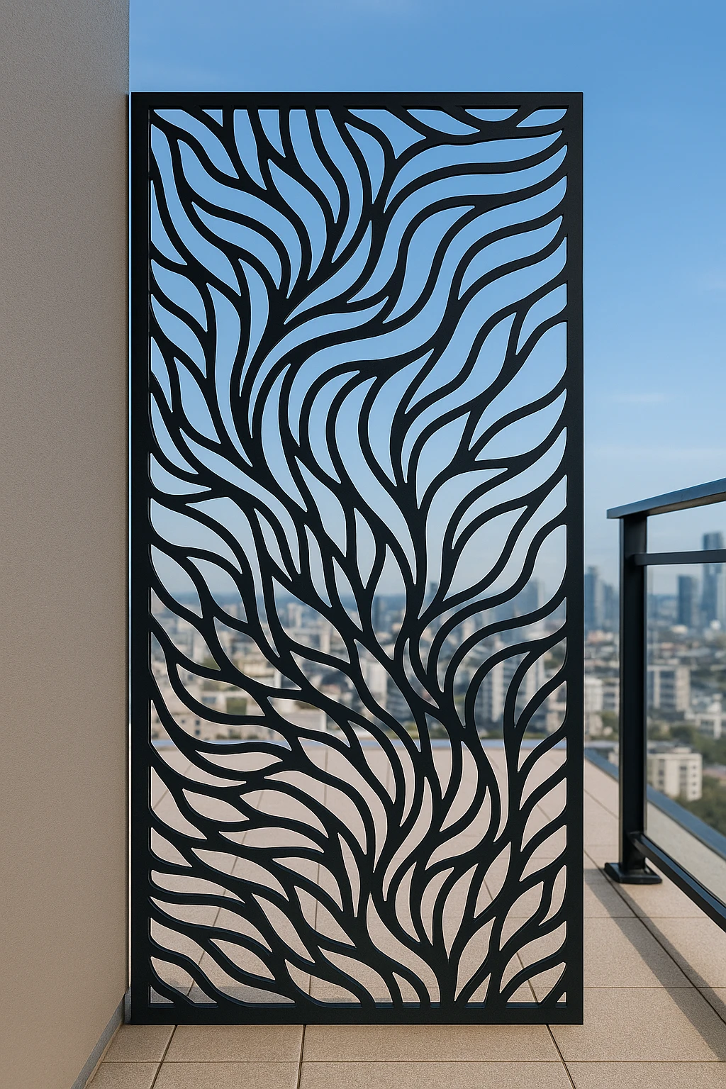 Layered Abstract Cut 27 — Fiber Laser DXF for Balcony Railing Infill