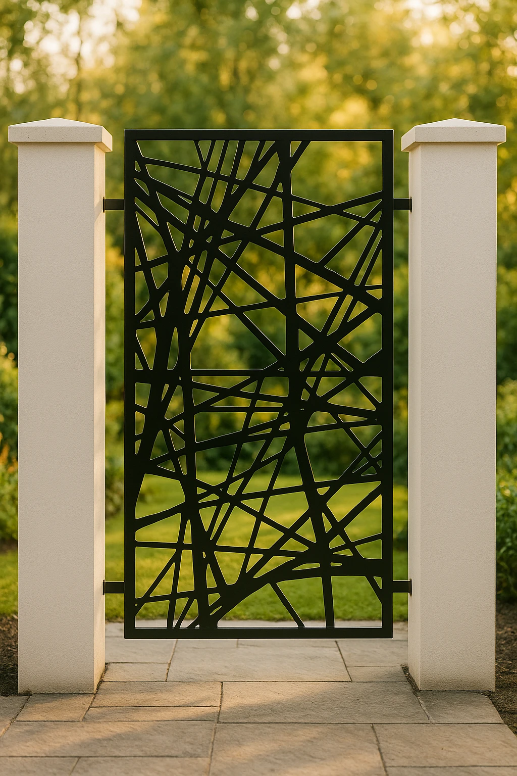 Geometric Privacy Screen 28 — Fiber Laser DXF for Pergola Side Panel